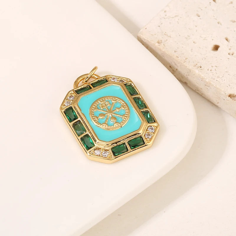 Factory Wholesale Multiple Styles Necklace Charms Custom Design 14K Gold Plated Enamel Pendant Jewelry Making Accessories