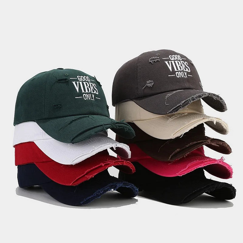 Spring New Ripped Soft Top Baseball Hat Embroidery Retro Duck Tongue Women's Trend Sun protection Custom Cap Hat