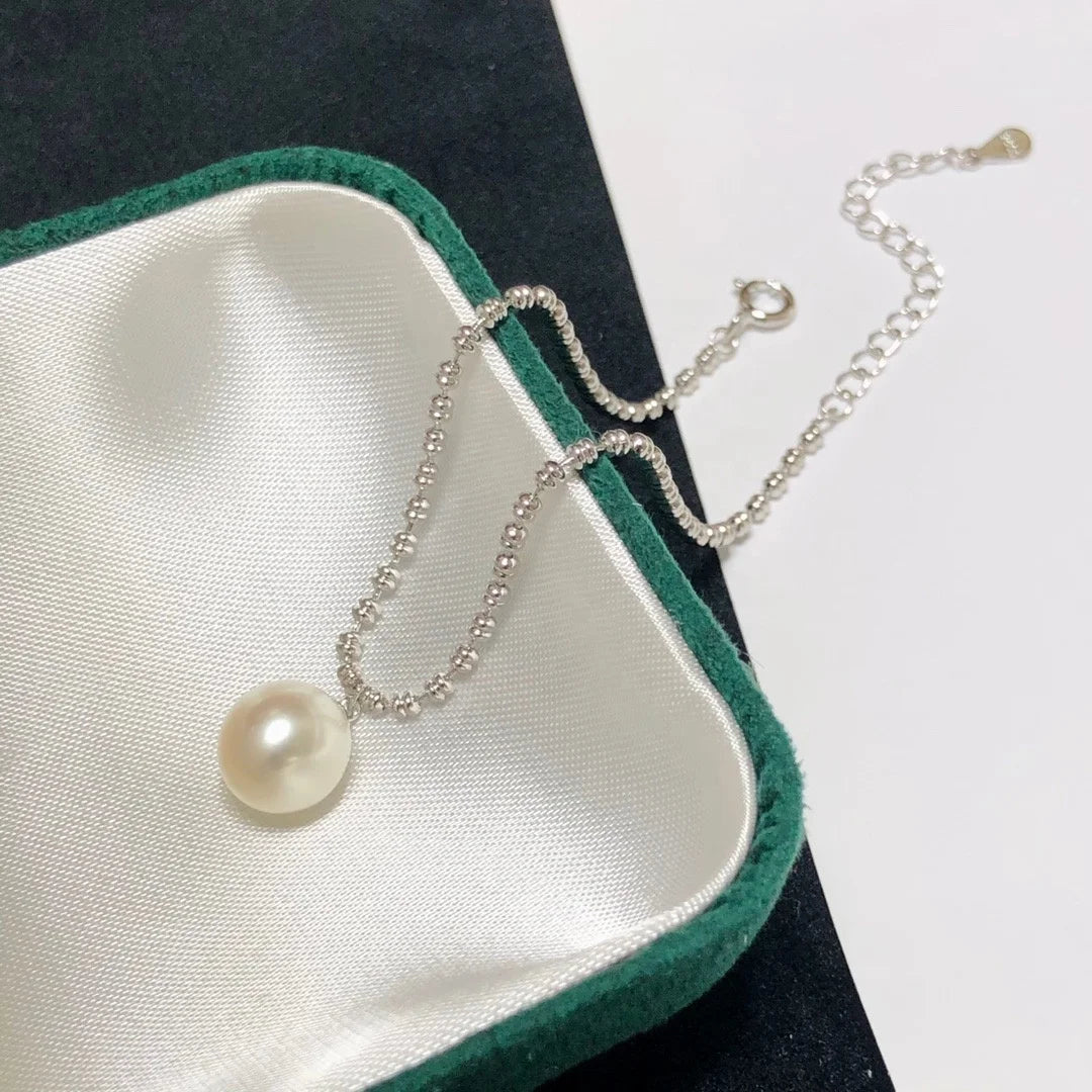B464 8-9mm 925 Sterling Silver Gold Plated Wholesale Freshwater Pearl Charm Bracelet  Bangle Fancy Jewelry for Women