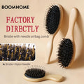 Bamboo Wooden Hairbrushes Ionic Laser Paddle Hairbrush Cushion Boars Bristle for Straight Curly Hair Thick Thin Hair