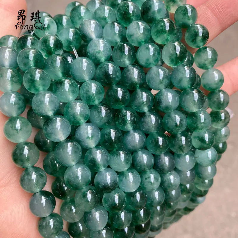 Wholesale Gemstone Beads Round Natural Stone Green Jasper Chalcedony Loose Beads for Jewelry Making
