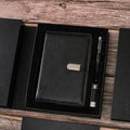Birthday Gift Set for Men Custom logo A5 Personalised Leather Notebook Diary With Pen and Box and Usb Gift Set