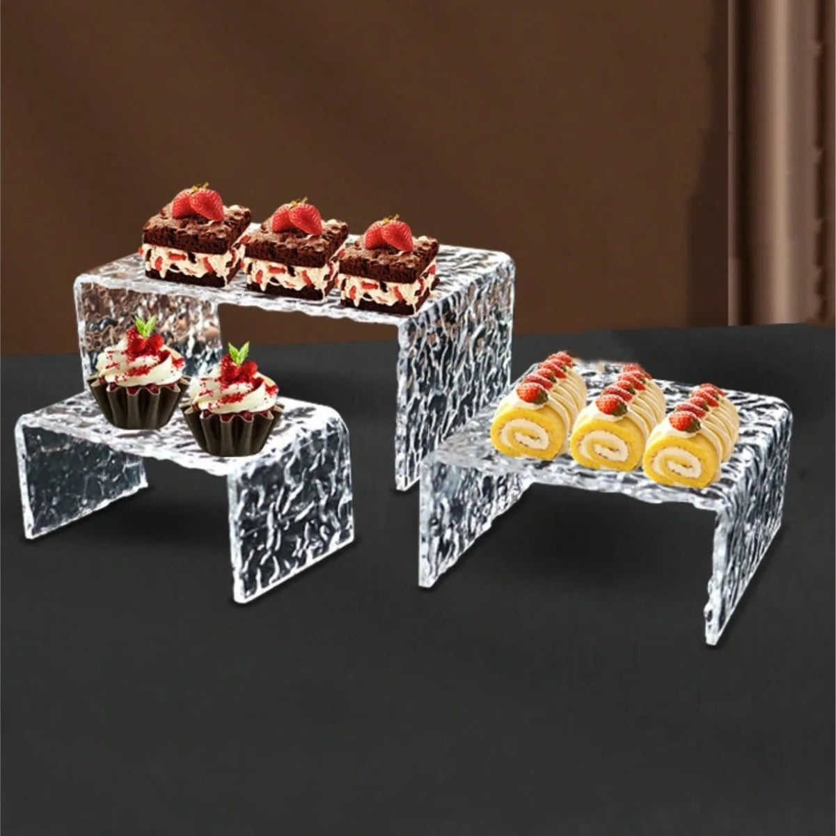 New Style Acrylic Buffet Risers Display Rack Nesting Cube Food Stand Set for Wedding Party Decoration