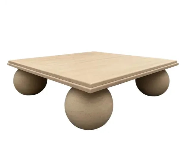 Nordic Natura Modern Square Marble Stone for Coffee Table with 3-Sphere Base Big Slab Waterproof for Indoor Use