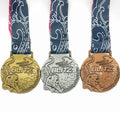 Wholesale Custom Design Personalized Modern Antique Sport Medal Marathon Souvenir Festive Celebrations Ribbon Gold-Plated Zinc