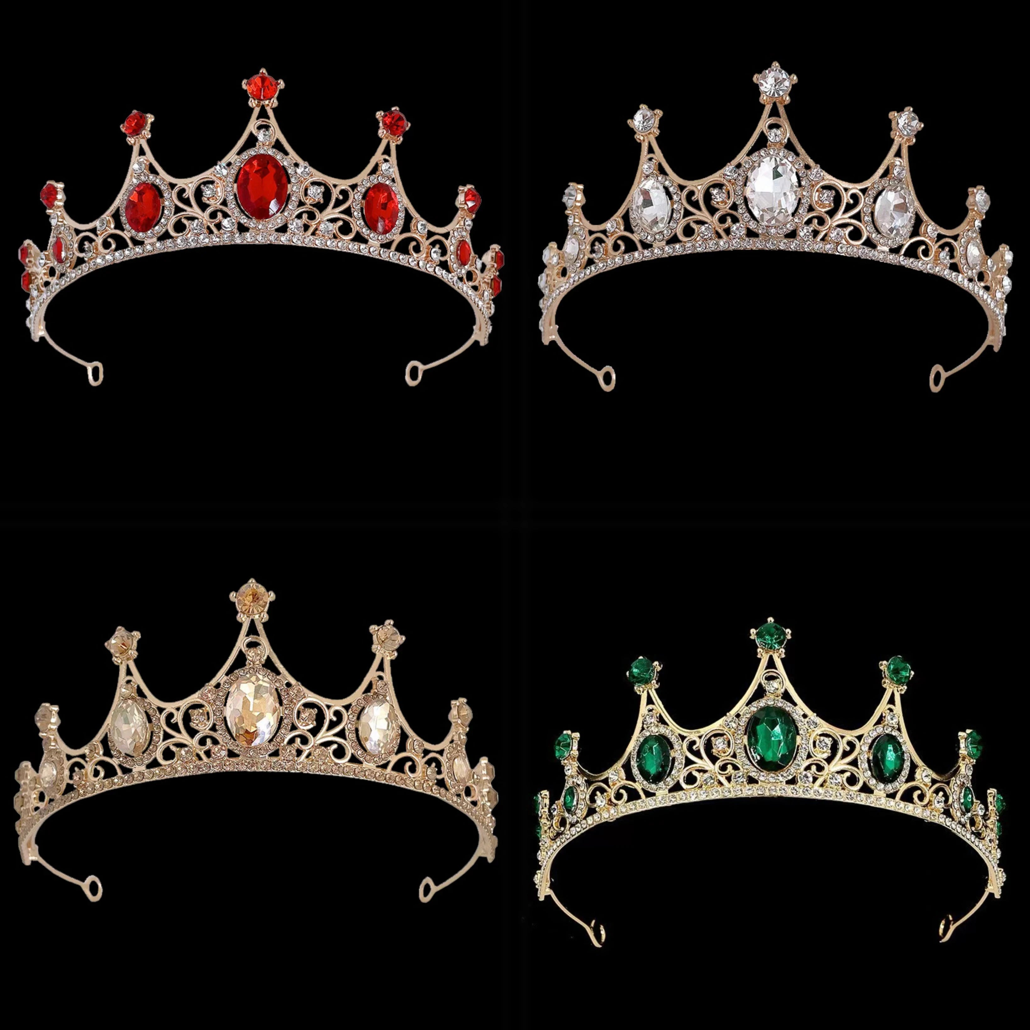 Wholesale Crystal Waterdrop Bridal Wedding Headwear Colored Diamond Princess Crown Hair Tiara for Girl