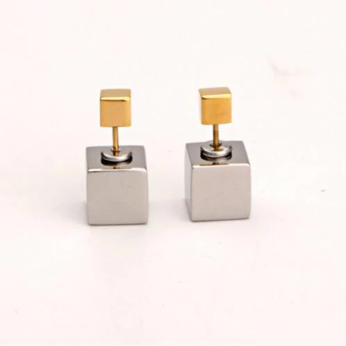 Simple Minimalist square Gold Plated Hoops Earings Women Earrings Sets Stud Stainless Steel Earring Finding Best Present Brincos