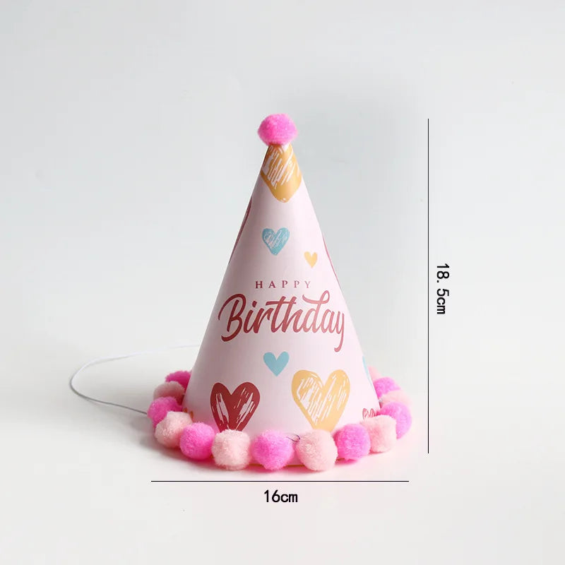 Ychon Paper Ball Cap Birthday Party Picnic Cake Decoration Pointy Hat 11.5x18.5cm