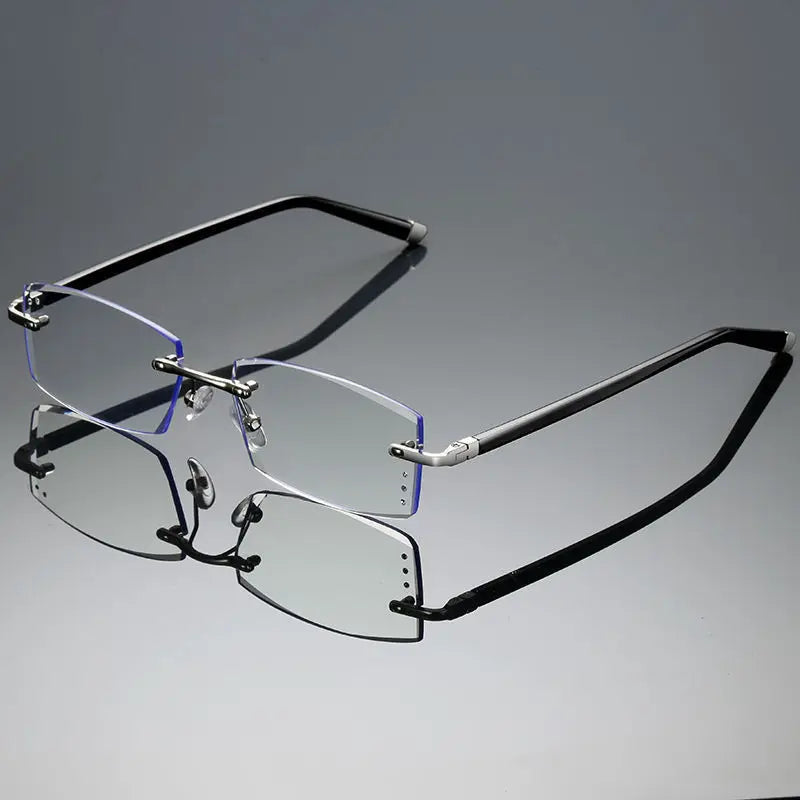 Fashion square Frameless Flat Eye Glasses Men Women Mobile Phone Computer Anti Blue Color Change Eyeglasses