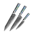 Grandsharp Abalone Handle Damascus Steel AUS10 Steel Core 67 Layers Damascus Kitchen Knife Set Chef Kiritsuke Utility Knife