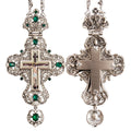 ZD019 Antique Silver Plated Greek Orthodox Pectoral Cross Necklace with Customize Stones of Religious Gift for Priest Bishop