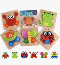 HOYE CRAFT Educational Toy Small Size Animal Puzzle Wooden Animal Puzzle with Kids Gift