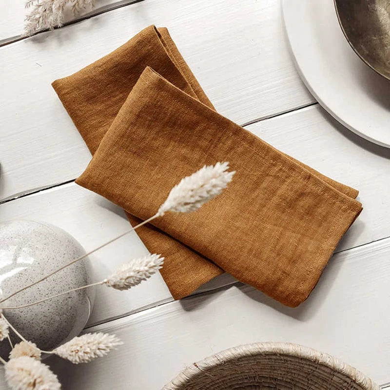 Custom Reusable Tables Napkin Cotton Linen Fabric Cloth Wedding Napkins Restaurant Kitchen Serviette Hemstitch Dinner Napkin