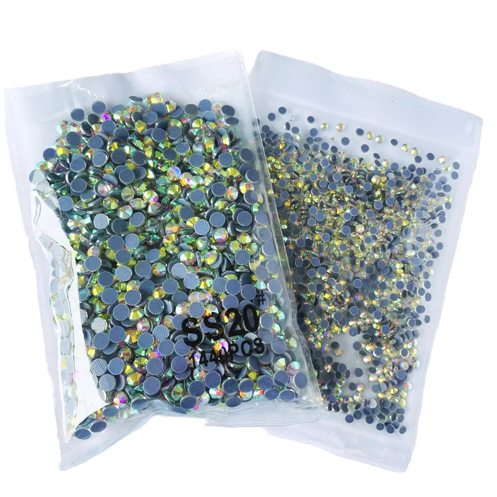 High Quality Bulk Flat Black Hot Fix Bling Crystals Loose Diamonds Sew-On Rhinestones for Garments Bags Shoes Nails Accessories