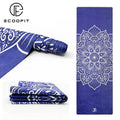 72x26 1mm 2mm Ecoofit Blue Mandala Custom Eco Friendly Foldable Natural Suede Rubber Travel Machine Washable Yoga Mat With Bag