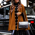 Cape Coats for Women's Winter Slit Sleeve Double Breasted Cloak Coat