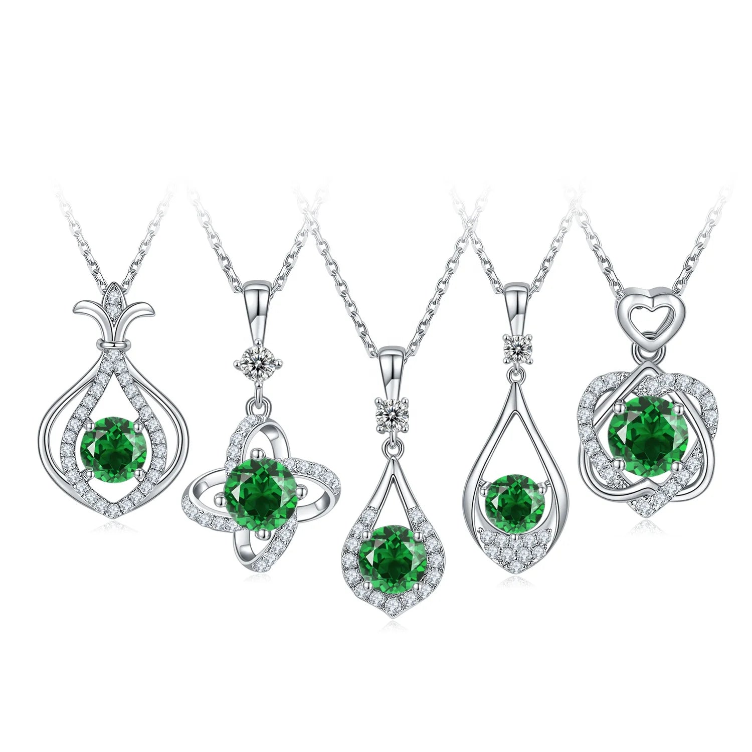 Abiding China Factory Gemstone Jewelry Nano Emerald Gold Plated 925 Sterling Silver Women Gems Pendant Necklace
