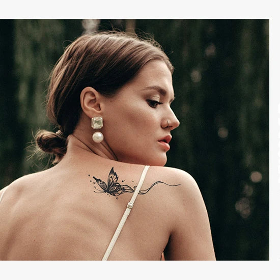 Women's Custom Butterfly Shoulders Arm Back Temporary Tattoo Sticker Gardenia Extract Waterproof Semi-Permanent Fake Tattoo