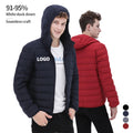 Seamless 90% Duck Down Hooded Custom Long Sleeve Coat Men's Winter Puffer Down Jacket for Men