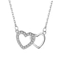 925 Sterling Silver Double Open Heart Necklace with Cubic Zirconia Necklace for Women Girlfriend Wife