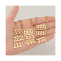 Gold Plated Stainless Steel Chain Angel Number Charm Pendant Necklace 111 222 333 444 555 666 777 888 999 Women Necklace