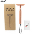 JDK Custom Logo Women's Double Edge Safety Razor Single Blade Rose Gold Razor for Face and Body Wholesale