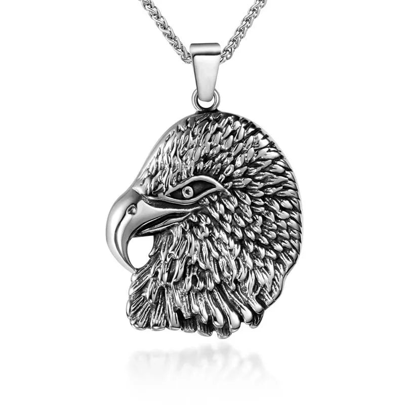 Cool Men's Stainless Steel Eagle Pendant with Eagle Head Design Necklace Punk Style Fine Pendants & Charms