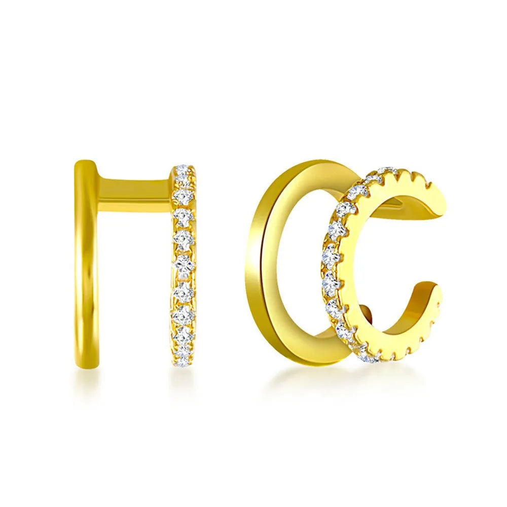 18k Gold Plated 925 Sterling Silver Cuff Earring Silver Jewelry Trendy Jewelry