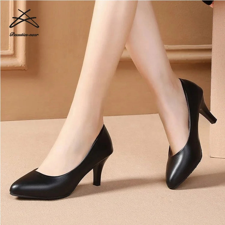 New Ladies Business Office Wear Womens Black High Heels Shoes Fashion Women Black Heel Shoes