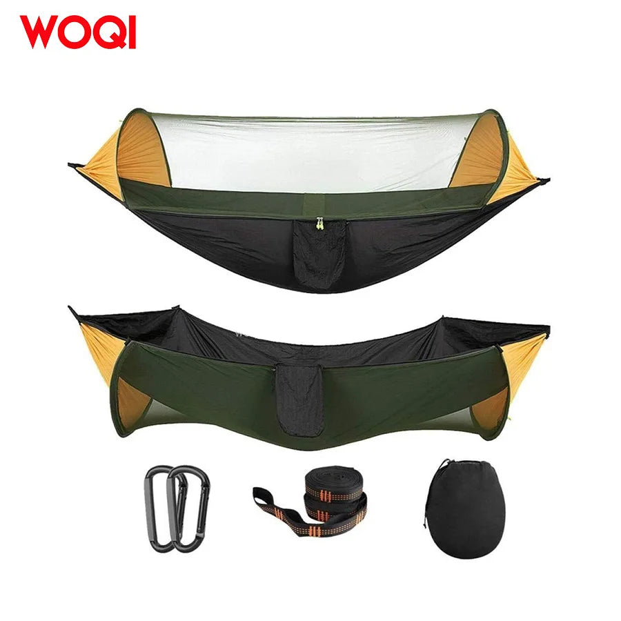 WQ Camping Hammock with Mosquito Bug Netting Packable Hammock with Tree Straps and Carabiners