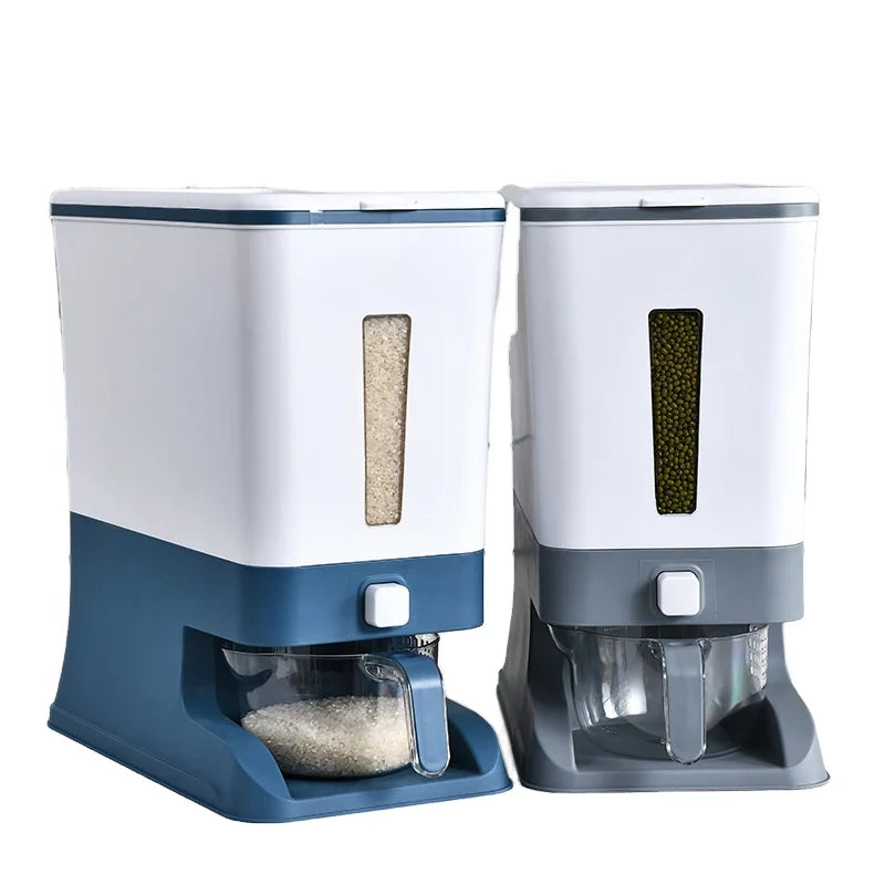 10Kg Square PP Rice Bucket Insect-Proof Moisture-Proof Kitchen Storage Dispenser Household Storage Plastic Storage Bins Boxes"