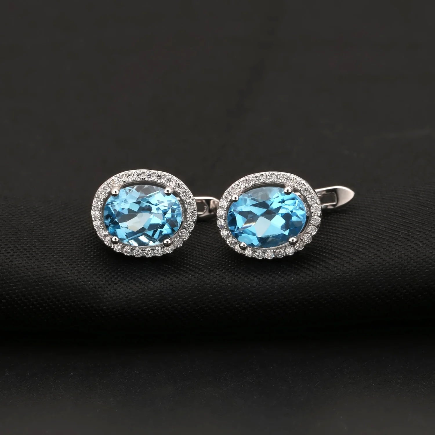 N0074 Abiding Jewelry Hot Selling 925 Sterling Silver Natural Swiss Blue Topaz Costume Women Fashion Earring Ladies Jewelry