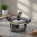 Modern 24cm Cast Iron Enamel Soup Pot with Glass Cover and Plastic Hand Grip Gas & Induction Compatible