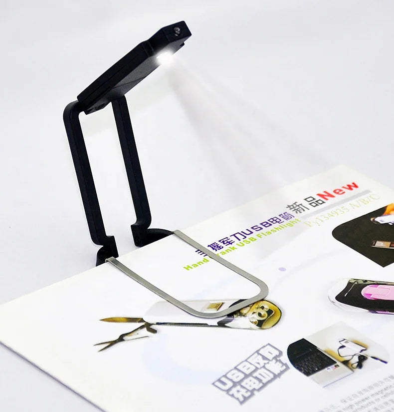 Custom Logo Printing Foldable LED Clip-on Book Light Night Reading Mini Book Lamp