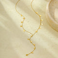 G4011 Wholesale 18k Gold Plated Y Shaped Necklace Stainless Steel Disc Tassel Long Chain Necklaces for Women Jewelry Gift