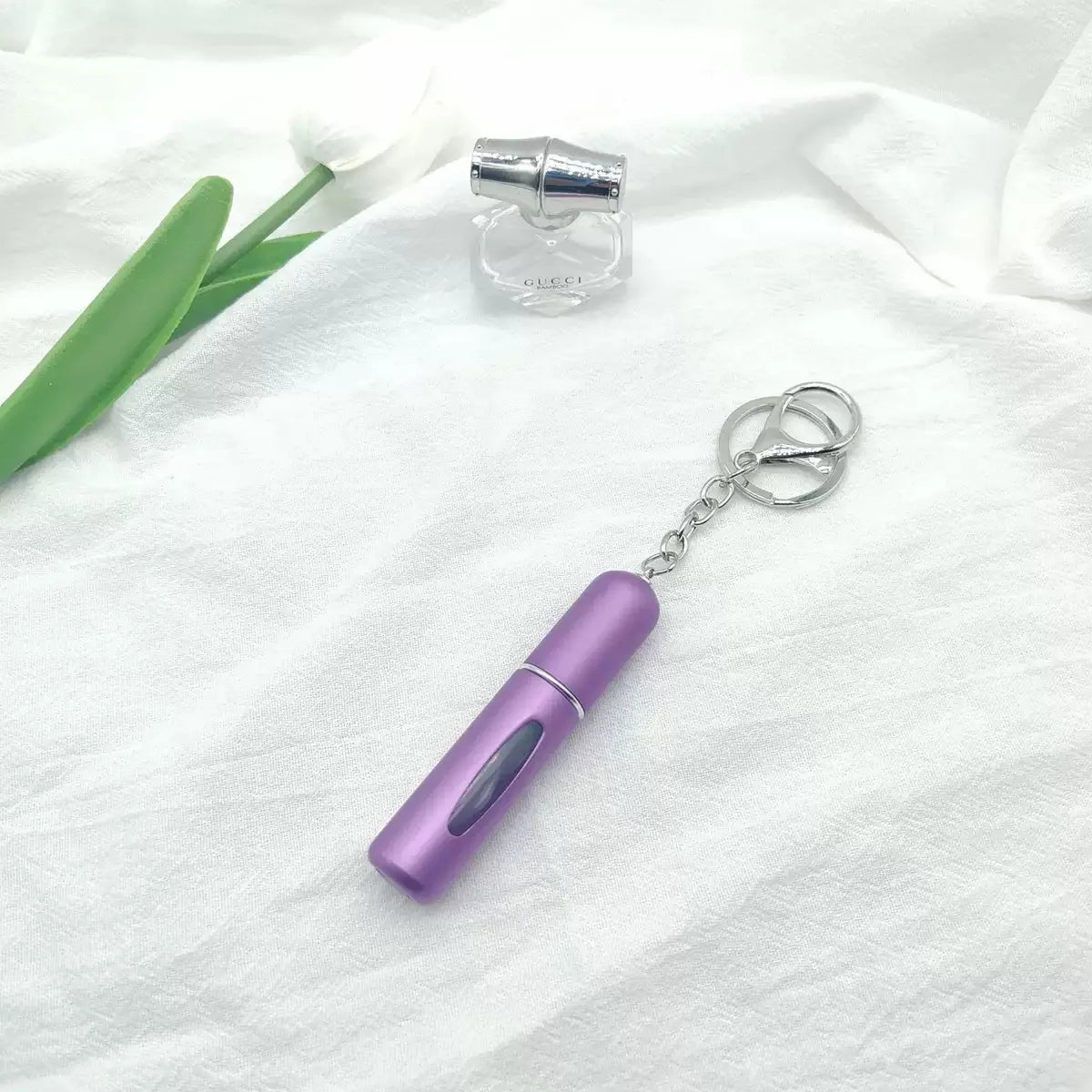 8ml Aluminum Keychain Essential Oil & Perfume Bottle Tube Travel Refillable Pump Sprayer Plastic Collar Multi Color Hot Sale