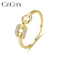 CZCITY Silver Popular Fancy 925 Finger Designed Dainty Cubic Zirconia Zircon Trendy CZ Geometric Ring