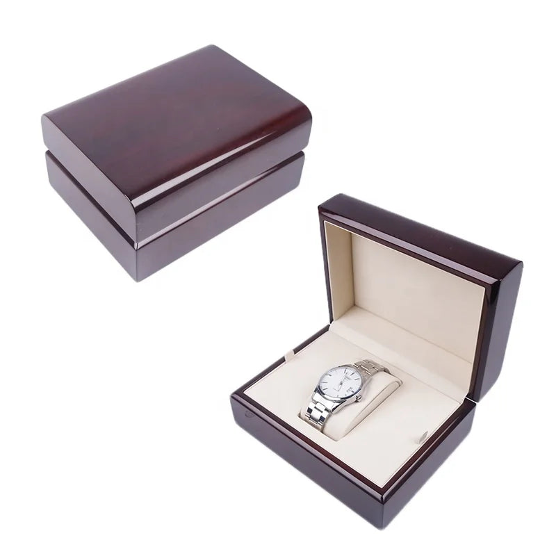 Custom Luxury Wooden Watch Box with Glossy Lacquer Paint Premium Wood for Gift Packaging