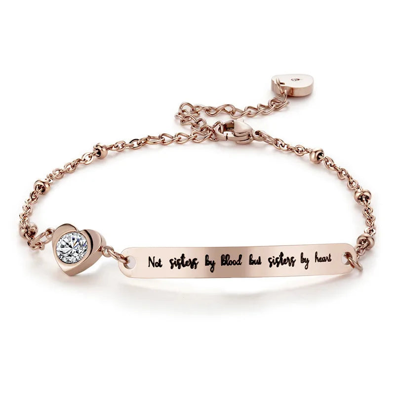 Wholesale Hot Selling Classical Stainless Steel Heart Plated CZ Diamond Bracelet