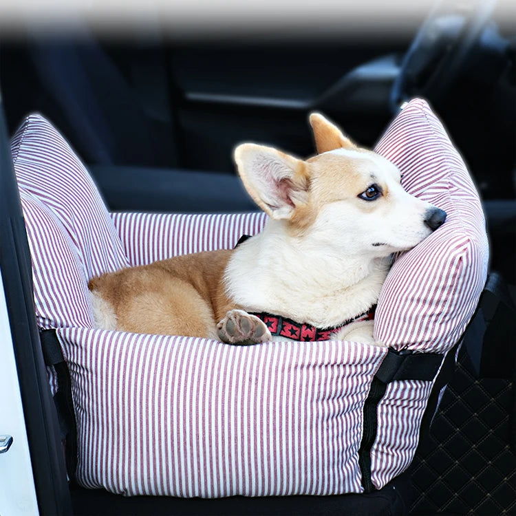 Luxury Multifunctional Dog Car Seat Travel Bag Booster Linen Rectangular Pet Carrier with Removable Cover for Winter