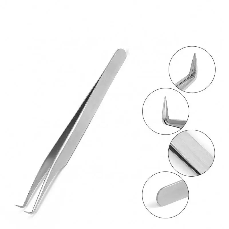 ELITER Hot Sell Stainless Steel Tweezer 90 Degree Tweezer Laah Tweezers Lashes Tools Lashextensions Las ToolTools
