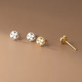 925 Sterling Silver Hollowed Round Four Petals Flower Zircon Gold Plated Stud Earrings for Women Dropshipping Products 2023