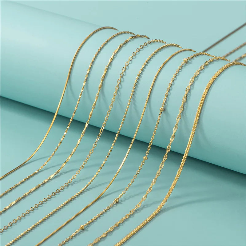 Wholesale Jewelry Gold Plated Box Chain Necklace 16-18inch 925 Sterling Silver Chain Necklace