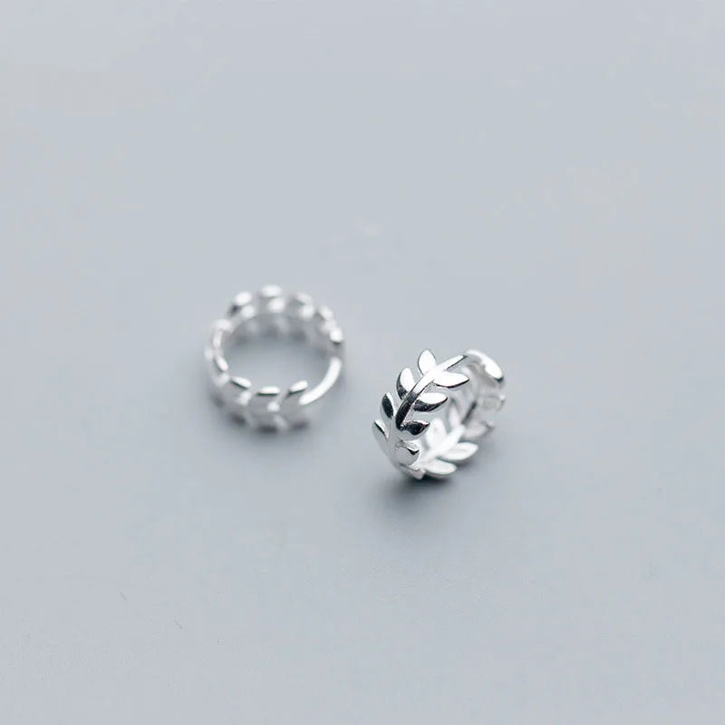 Fresh Elegant Silver Leaves Branch Clip Earrings