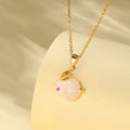 New Creative Gold Plated Jade Rabbit Necklace Stainless Steel Chain Little Rabbit Pendant Necklace