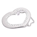 Customized 45mm Tri-glide Center Bar Ladies Heart Shape Belt Buckle Rhinestone Inlay Fashion Gold Waist Strap Accessory