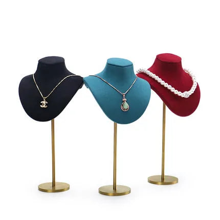 High End Fashion Mental Microfiber Portrait Neck Jewelry Display Stand for Jewellery Set