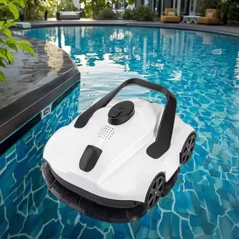 Cordless Robotic Pool Cleaner Plastic Dual-Drive Motors 1076 Sq.ft Coverage Eco-friendly Auto-Cleaning Smart Self-Parking