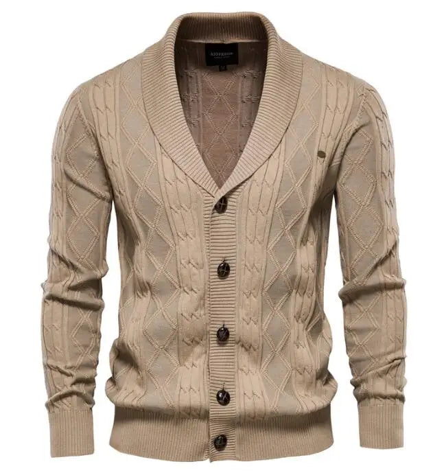 Custom Clothing Men Classic Long Sleeve Uniform Solid Color Knit Sweater Button V Neck Men Cardigan Sweater