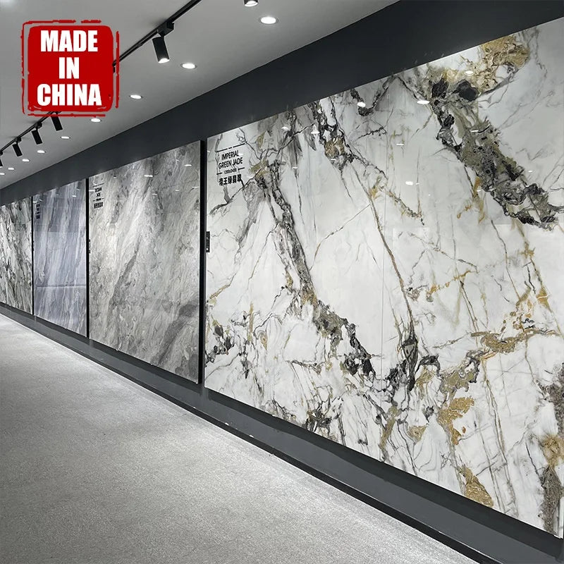 Modern Luxury Calacatta Quartz Stone Slabs White and Gold Big Rock Slab for Background Wall Artificial Sintered Stone